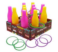 4E's Novelty Tiki Ring Fling Bottle Ring Toss Game Set for Party Games for Adults and Family, Beach Summer Hawaiian Luau Outdoor Indoor Game Activity
