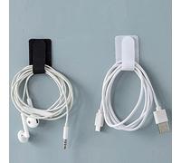 4ever 20Pcs 3M Adhesive Wire Organizer Cord Organizers Adjustable Hook & Loop Cable Clips Cable Ties Cord Wrappers Keeper Cord Holder Straps, Office Desk Management (Black+White). (Wire Organizer001)