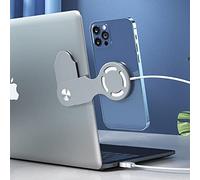 4EVER 2PCS Adjustable Laptop Phone Holder, Laptop Side Mount Clip, Computer Monitor Expansion Bracket,Foldable Magnetic Wireless Charger HolderiPhone12/13/14 Series MagSafe w/ 3M Adhesive. Black+Grey