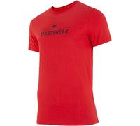 4F Men's H4Z22 Logo Regular T-Shirt in Red | Size: Small 4F Red S