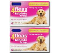 4fleas Tablets for Large Dogs Over 11kg - 2 x 6 Treatments Pack | Starts Treating Fleas in 15 Minutes | Leaves No Residue | By Johnsons