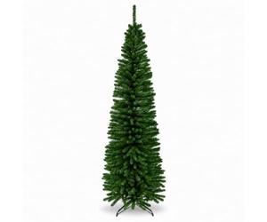4Ft/1.2m Green Artificial Slim Pencil Christmas Tree, 172 Tips, Metal Stand | For Christmas, Home, Office and Party Decor, PVC and Metal Construction, Easy Assembly, Slim Space-Saving Design, Sturdy Base