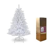 4ft/1.2m Snow White Bushy Imperial Pine Artificial Deluxe Christmas Tree Hinged Branches 308 Pencil Point Tips with Metal Stand Xmas Home Decorations