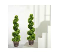 (4ft/120) 2X Large Artificial Spiral Boxwood Buxus Tower Plant Twist Topiary Potted Tree