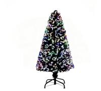 4Ft/120cm Fibre Optic Christmas Tree with Multicolour Changing LED Lights Decorations - Pre-Lit Green Artificial Xmas Tree Colourful Lights