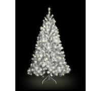 "SHATCHI 4ft/1.2m Pre-Lit Artificial Christmas Tree Alaskan Pine 230 Tips-110 Warm White LEDs Metal Stand Xmas Home Decorations, 120cm"