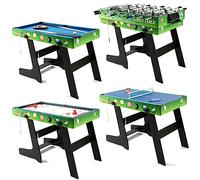 4FT 4 in 1 Multi Sports Game Table - Folding Combo Soccer Foosball, Pool, Air Hockey, Table Tennis, Snooker - Great Gifts for Kids