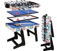 4FT 4 in 1 Multi Sports Game Table - Folding Combo Soccer Foosball, Pool, Air Hockey, Table Tennis, Snooker - Great Gifts for Kids