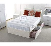 4FT 4FT6 Chenille Fabric Divan Bed with Mattress | Free HEADBOARD | Storage Drawers by Comfy Deluxe LTD (Cream, 4FT6 4 Drawers)