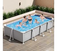 4FT 5FT 6FT 7FT 8.5FT 10FT 13FT Lar Family Outdoor Backyard Pool with Durable Fe Recular Metal Fe Above Ground Swimming Pool, Easy Setup