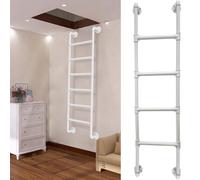 4ft 5ft 6ft 7ft 8ft 9ft Attic Stairs Emergency Window Well Egress Ladder, Wall Mounted Wrought Iron Loft Bed Ladder White Metal Step Ladder for Dorms, Bedrooms, Apartments, Hotels,