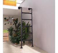 4ft 5ft 6ft 7ft 8ft 9ft Industrial Attic Ladder for Home Metal Iron Fire Escape Ladder, Durable Safety Window Well Ladder Step Ladder, Heavy Duty Wall Mounted Side Climb Ladder(175cm/69in)