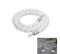 4ft 5ft 6ft White Rope Safety Barriers Crowd Control Ropes with Silver Clasp Decorative Hanging Ropes for Wedding/Party (4pcs 2.1m/7ft)