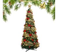 4ft/5ft Collapsible Lighted Christmas Tree, Pre-Lit Pop-Up Tree with USB Powered, Slim Pencil Design, Easy Set Up & Storage, DIY Decor for Home Office Party Holiday Small Room (5ft(1.5m)-B)