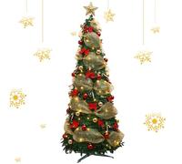 4Ft/5Ft Foldable Artificial Christmas Tree, Pop Up Christmas Tree with Lights, Foldable Metal Frame & Stand, Easy Assembly Pop Up Christmas Tree for Home Party, Christmas Party Decorations (1.2m-B)
