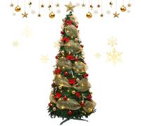 4ft/5ft Pre-Lit Artificial Christmas Tree,Pop Up Christmas Tree with Lights,Collapsible Pop Up Xmas Tree for Home Office Party Decor, Easy Assembly, Realistic PVC Needles, Space Saving Design (B-4TF)