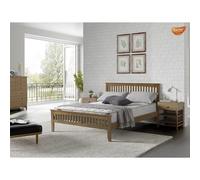 4ft 6" Double Aldershot Oak Shaker Style Wood Bed Frame - (146cm) Generic Brown Double