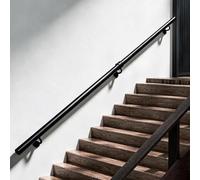 4FT 6FT 8FT 12FT 14FT 16FT Black Handrails for Concrete Brick or Wooden Walls, Industrial Metal Stair Railings, Safety Grab Bar for Narrow Stairwells(9ft/270cm)