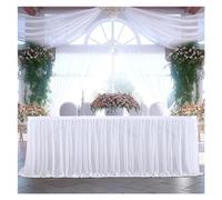 4FT/6FT/9FT Tulle table skirt Wedding Decoration Home Birthday Party Table Skirt Sign-in desk Dessert Table Cover Home Decor(White,6FT (185x77cm))