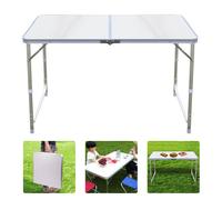 4FT Aluminum Folding Picnic Table - Lightweight Portable with Umbrella Hole, Adjustable Heights (55/62/70 cm) for Camping, BBQ & Outdoor Use