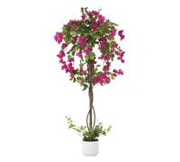 4FT Artificial Bougainvillea Tree, Faux Silk Floral Tree Bougainvillea Plant with Flowers in Plastic Pot for Home Office Garden Indoor Outdoor Decor
