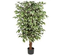 4ft Artificial Ficus Tree with Real Wood Trunks, Replica Tall Artificial Plant with Lifelike Leaves for Home Living Room Indoors Decor (120cm)