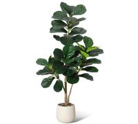 4Ft Artificial Fiddle Leaf Fig Tree Potted White Pot
