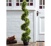 4ft Artificial Topiary Swirl Tree 120cm Fake Potted Plant Marco Paul Green One Size