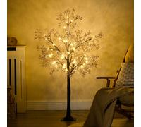 HOMCOM 4ft Artificial Tree with Warm White LED Lights, Baby Breath Flowers