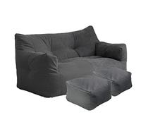 4ft Bean Bag Chair Cover for 2-Seater Sofa, Washable Cotton Beanbag Couch Cover, Thick Space-Saving Furniture for Living Room, Gray Color - 3 in 1 Design