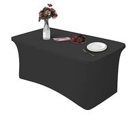 4ft Black Tablecloths for Rectangle Tables, Stretchable Table Cover, Personalised Fitted Spandex Rectangular Folding Market Craft Table Cover, for Wedding, Party, Home decorations (122Lx76Wx76H)