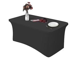 4ft Black Tablecloths for Rectangle Tables, Stretchable Table Cover, Personalised Fitted Spandex Rectangular Folding Market Craft Table Cover, for Wedding, Party, Home decorations (122Lx76Wx76H)