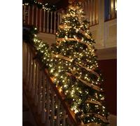4FT Christmas Garland, Christmas Garland with Lights, LEDs Light Up Christmas Decorations Wreath Artificial Greeny Christmas Garland for Fireplace Stair Front Door Xmas Tree Decor