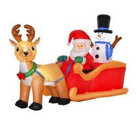 4ft Christmas Inflatable Santa Claus on Sleigh Deer
