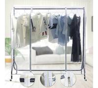 4Ft Clothes Rail Cover Clear Waterproof Peva Zip Up For Dust And Moth Protection