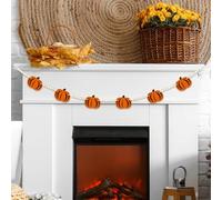 4ft Cute Halloween Felt Pumpkins Garland Decorations with Wooden Beads for Shelf Table Fireplace Mantle Stairs Indoor Hanging Autumn Home Decor (Pumpkin Orange, 240cm)