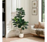 4Ft Fiddle Leaf Fig Tree Artificial Realistic Faux Ficus Tree Pot