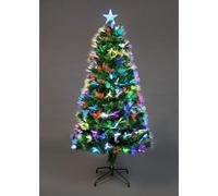 SHATCHI 4Ft/120cm Fibre Optic Christmas Star Topper-Firework Flower Effect-Pre-Lit Green Artificial Xmas Tree-Multicolor Changing Lights, PVC, 120 cm