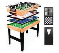 4ft Foldable 10-in-1 Multi Games Table, Family Parent-Child Interactive Combination Set - Foosball, Table Tennis, Hockey, Billiards, Shuffleboard, Bowling & 4 Board Games