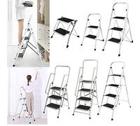 4FT Foldable Step Ladder for Home & Kitchen, 4 Step Ladder Anti-Slip Tread, Lightweight and Portable Metal Step Stool Folding, Easy to Store, 330LB Capacity