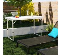 4FT Folding Camping Table Adjustable Height, Lightweight Portable Picnic Table for Outdoor, Catering, Buffet, Garden & Party Use