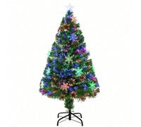 4FT Green Fibre Optic Artificial Christmas Tree Xmas Colourful LED Scattered Tree With Snowflakes Ornaments Fireproofing