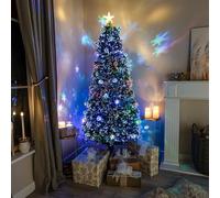 4ft Green Fibre Optic Tree with Multicoloured LED's and Fibres and Baubles