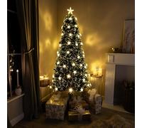 4ft Green Fibre Optic Tree with Warm White LED's and Stars
