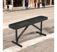 4FT Heavy Duty Backless Steel Outdoor Bench - Weatherproof Park Bench for Schools, Shopping Malls, Patios, Gardens & Sports Fields - Commercial Seating Solution