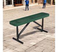 4FT Heavy Duty Backless Steel Outdoor Bench - Weatherproof Park Seating for Schools, Shopping Malls, Patios & Gardens - Commercial Street Bench