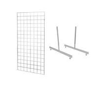 4ft Heavy Duty Chrome Grid Mesh Panel with T-Leg - Versatile Metal Display Solution for Retail, Trade Shows, Craft Fairs & Home Organization, Durable & Stylish