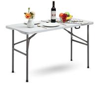 4FT Heavy-Duty Folding Table - Portable Plastic Top, Steel Frame, Easy-Clean, Ideal for Camping, Parties, Catering & Events