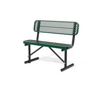 4FT Heavy-Duty Outdoor Bench with Back, Portable Metal Garden Seating, Commercial-Grade Industrial Patio Furniture for Beach, Yard, School, and Shopping Centers