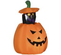 4ft Inflatable Halloween Pumpkin with Lifting Cat